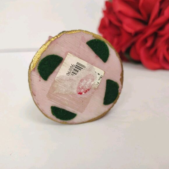 Vintage Pink Floral Mini Candle Holder Shabby Chic Roses Gold Accents... - Picture 5 of 6